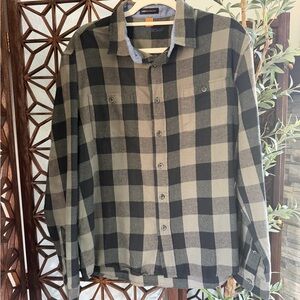 Tailor Vintage Black and Olive Plaid Button-Down Shirt